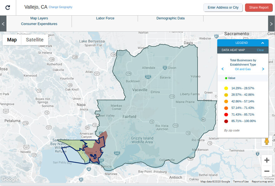 City mapping of Vallejo and Mare Island